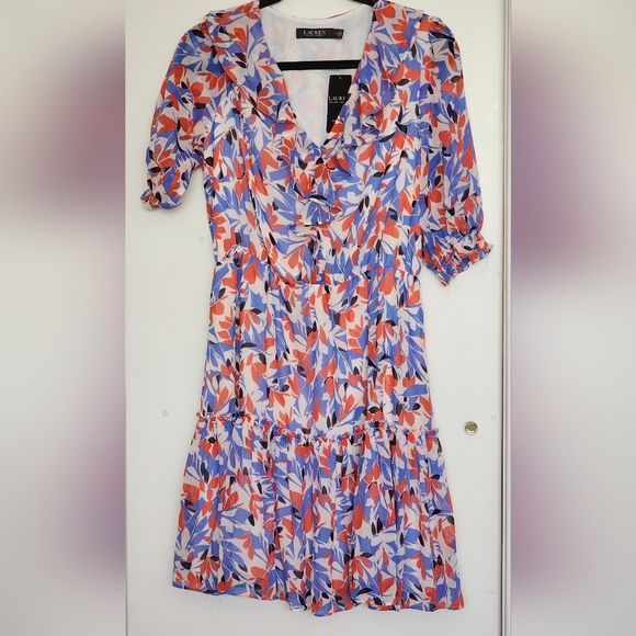 GAP Dresses & Skirts - Ralph Lauren Blue and Red Floral Midi Dress